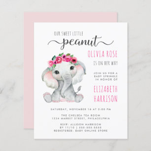 Budget Pink Elephant Watercolor Baby Sprinkle