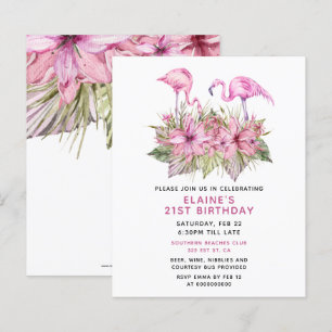 Budget Pink Flamingo Geburtstagsparty Einladung