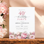 Budget Pink Floral 40. Geburtstag Einladung Flyer<br><div class="desc">Feiern Sie stilvoll mit einer Blumenkalligraphie aus dem 40. Jahrhundert, perfekt für einen Meilenstein-Event. Mit lebendigen Blumenmotiven und eleganter Kalligraphie Set diese Einladung einen skurrilen und dennoch raffinierten Ton für Ihre Feier. Das üppige Gartenthema verbindet natürliche Schönheit mit anmutiger Typografie und schafft einen zeitlosen und einladenden Look. Ideal für Ansammlungen...</div>