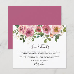 Budget Pink Floral Brautparty Danke Karte