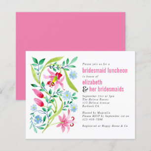 Budget Pink Floral Bridesmaid Luncheon Einladung