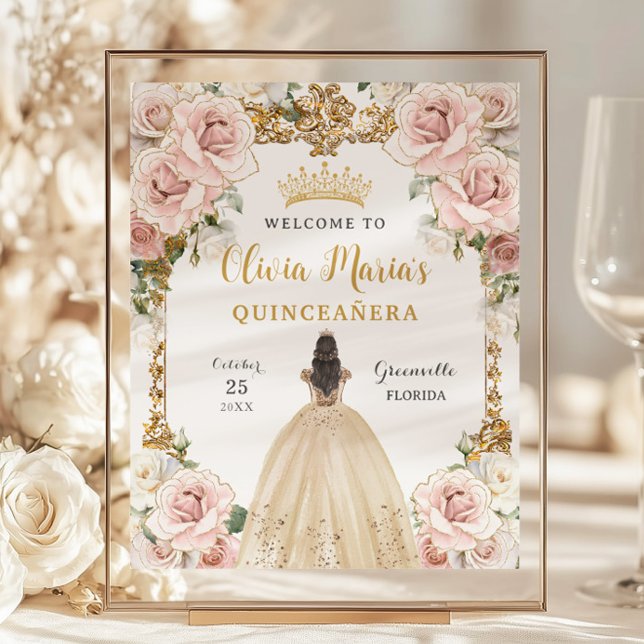 Budget Pink Floral Champagne Gozo Quinceañera Zeic (Von Creator hochgeladen)