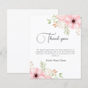 Budget Pink Floral Memorial Danke Karte
