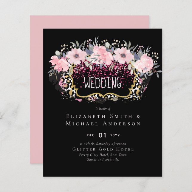 Budget Pink Floral Modernes Girl-Brautparty (Vorne/Hinten)