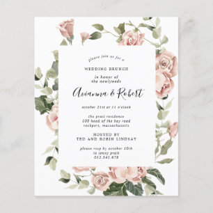 Budget Pink Floral Post Hochzeit Einladung Flyer