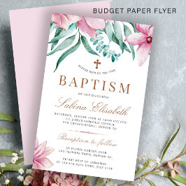 Budget pink florale elegante Taufinladung Flyer