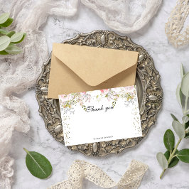 Budget pink Florals Bridgerton Brautparty Dankeskarte