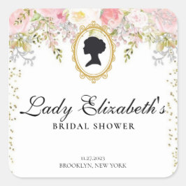 Budget pink Florals Bridgerton Brautparty Quadratischer Aufkleber