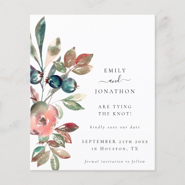 Budget Pink Florals QR Code Hochzeit speichern das (Vorderseite)