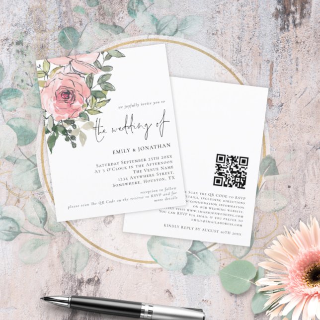 Budget Pink Florals QR Code Hochzeitsempfehlung (Von Creator hochgeladen)