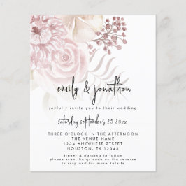 Budget Pink Florals Script QR Code Wedite Einladun