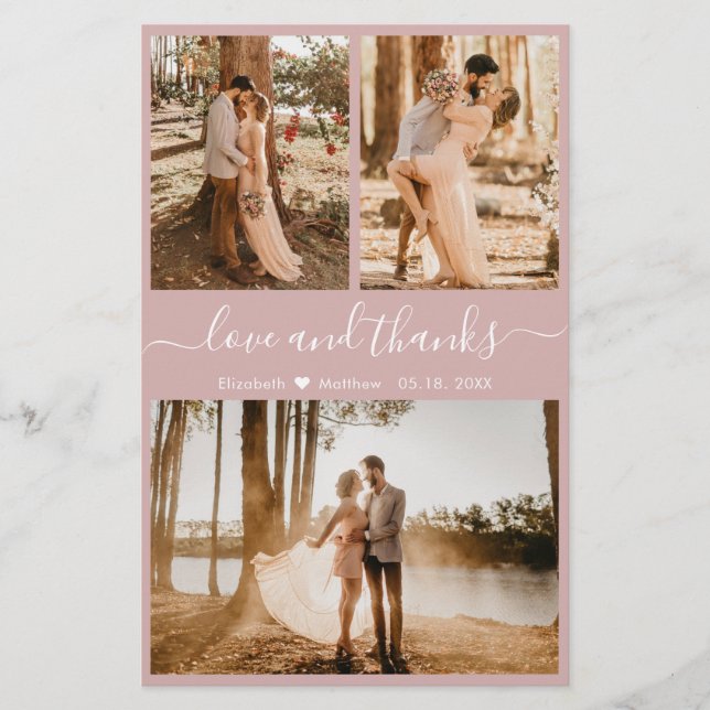 Budget Pink Foto Collage Hochzeit Danke Flyer (Vorne)