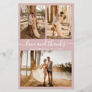 Budget Pink Foto Collage Hochzeit Danke Karte