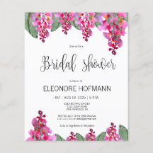 Budget Pink Fuchsia Wisteria Brautparty Karte