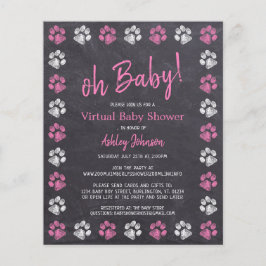 Budget Pink Girl Paw Print Virtual Baby Dusche