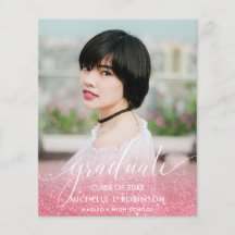 BUDGET PINK Glitzer Ombre Girly Foto Abschluss