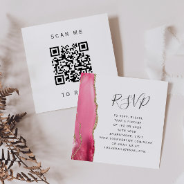 Budget Pink Gold Agate Hochzeit QR Code UAWG Begleitkarte
