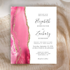 Budget Pink Gold Agate Moderne Hochzeit Einladung