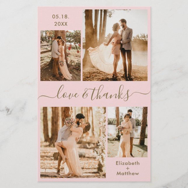 Budget Pink Gold Collage Hochzeit Vielen Dank Flye Flyer (Vorne)