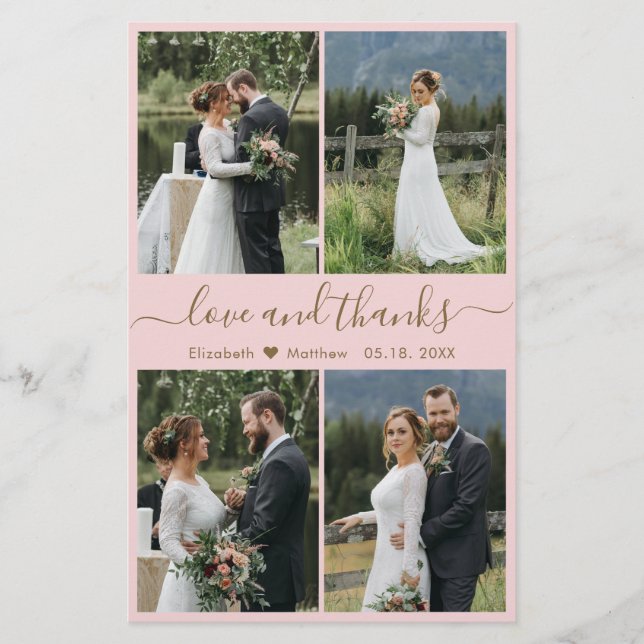 Budget Pink Gold Collage Hochzeit Vielen Dank Flye Flyer (Vorne)