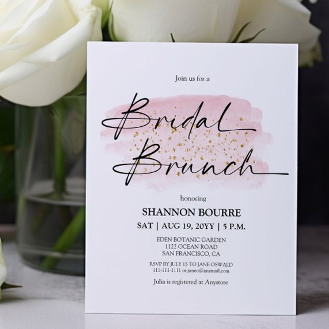 Budget Pink Gold Elegant Bridal Brunch Einladung (Von Creator hochgeladen)