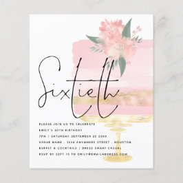 Budget Pink Gold Geburtstagskuchen 60. Party Einla