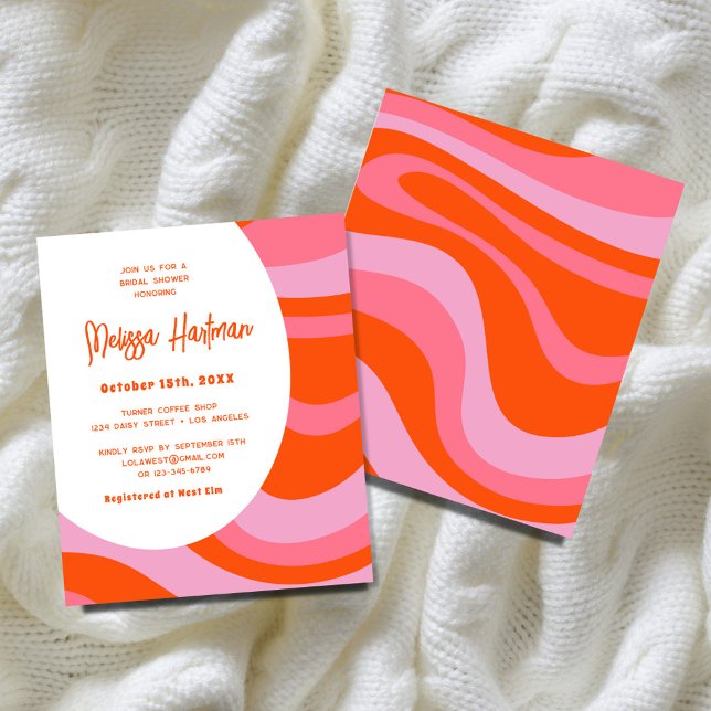 Budget Pink Groovy Bridal Dusche Einladung (Von Creator hochgeladen)