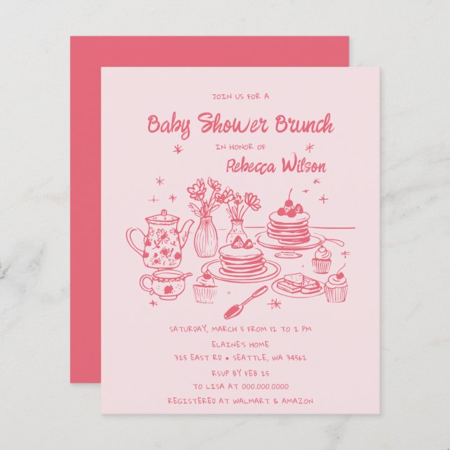 Budget Pink Hand Dragee Girl Dusche Brunch Brunch (Vorne/Hinten)