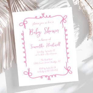 Budget-Pink handgeschriebene Babyparty-Einladung f