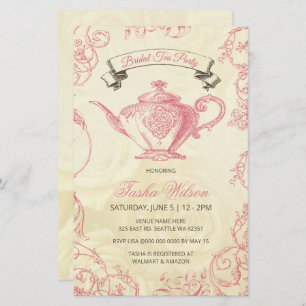 Budget Pink Ivory Vintag Bridal Tea Einladung