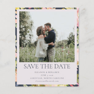 Budget Pink Navy Foto Save the Date Karte