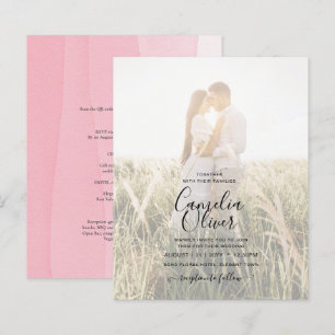 BUDGET Pink Ombre FOTO OVERLAY Wedding Einladungen
