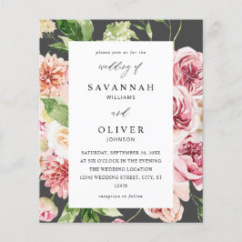 Budget Pink & Peach Floral & Grüne Hochzeit Grau Flyer