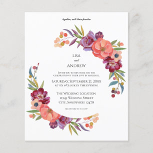 Budget Pink & Plum Tropical Floral 3 Hochzeitstag  Flyer