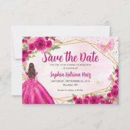 Budget Pink Princess Quinceañera Save the Date Mitteilungskarte