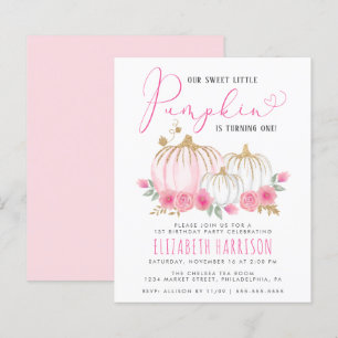 Budget Pink Pumpkin Floral Girl 1. Geburtstag Part