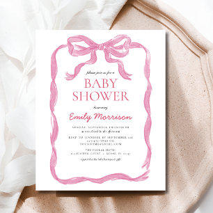 Budget Pink Ribbon Wasserfarbe Bow Girl Babydusche Flyer
