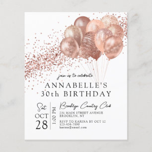 Budget Pink Rose Gold Glitzer Ballon Geburtstag