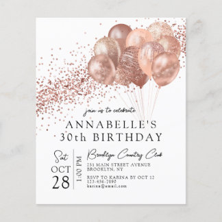 Budget Pink Rose Gold Glitzer Ballon Geburtstag