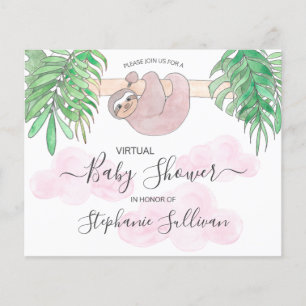 Budget Pink Sloth Virtual Baby Dusche Einladung