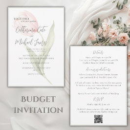 Budget Pink Tulip Floral Sage Elegant Wedding Einladung