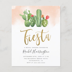 Budget Pink Watercolor Cactus Fiesta Brautparty