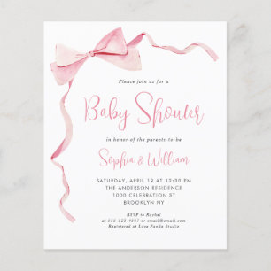 Budget Pink Watercolor Ribbon Bow Girl Baby Dusche