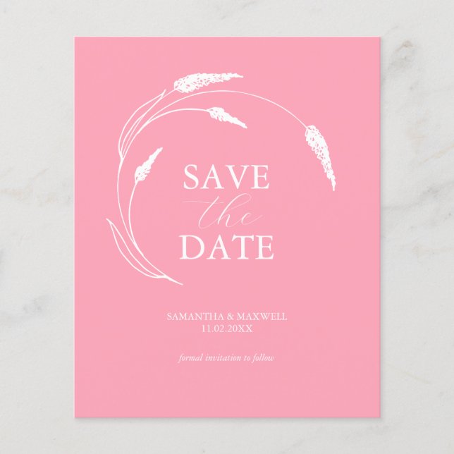 Budget Pink Wedding Save The Date Flyer (Vorne)