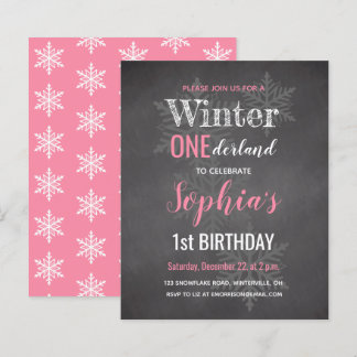 Budget Pink Winter Onederland 1. Geburtstag Einlad