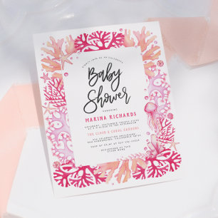 Budget Pinke Korallen & Quallen Maritime Babyparty