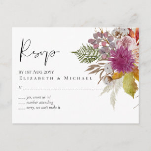 BUDGET Plum Cinnamon Wedding Fall Florals Postkarte