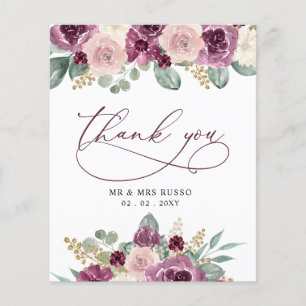 Budget Plum Floral Wedding Danke Karte