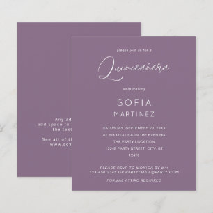 Budget Plum Lila MOD Kalligrafie Quinceanera
