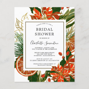 Budget Poinsettia Citrus Bridal Dusche Einladung